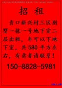 青口新兴村三区别墅一栋一号地下室二层580平出租</strong>
